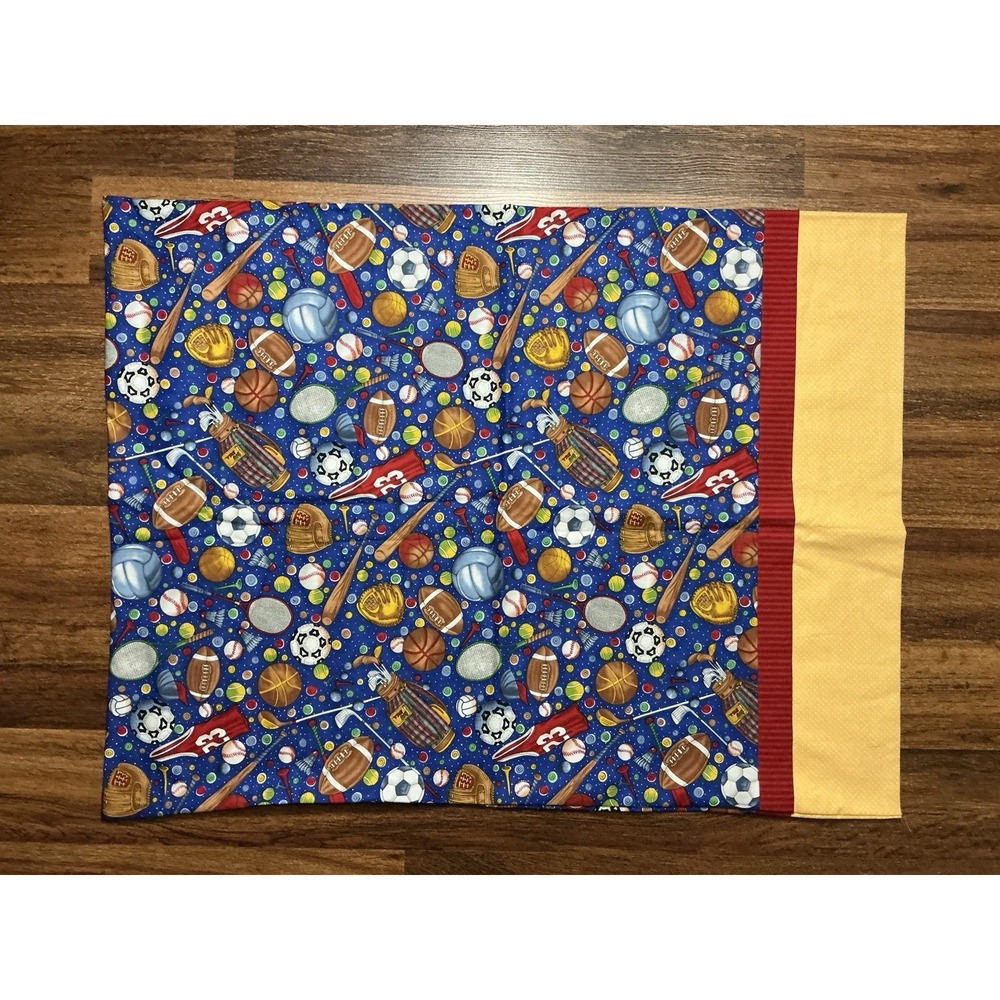 Handmade SPORTS Theme Print Pillowcase STANDARD Size Soccer Football Baseball